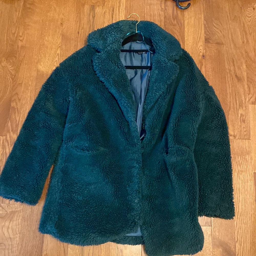 Green teddy coat
